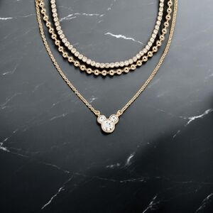 NEW Disney Mickey Mouse 3 Pieces Cohesive Chains Layered Necklace Gold/Pavé NWT